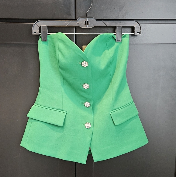 Zara Green Structured Bustier - Picture 2 of 6